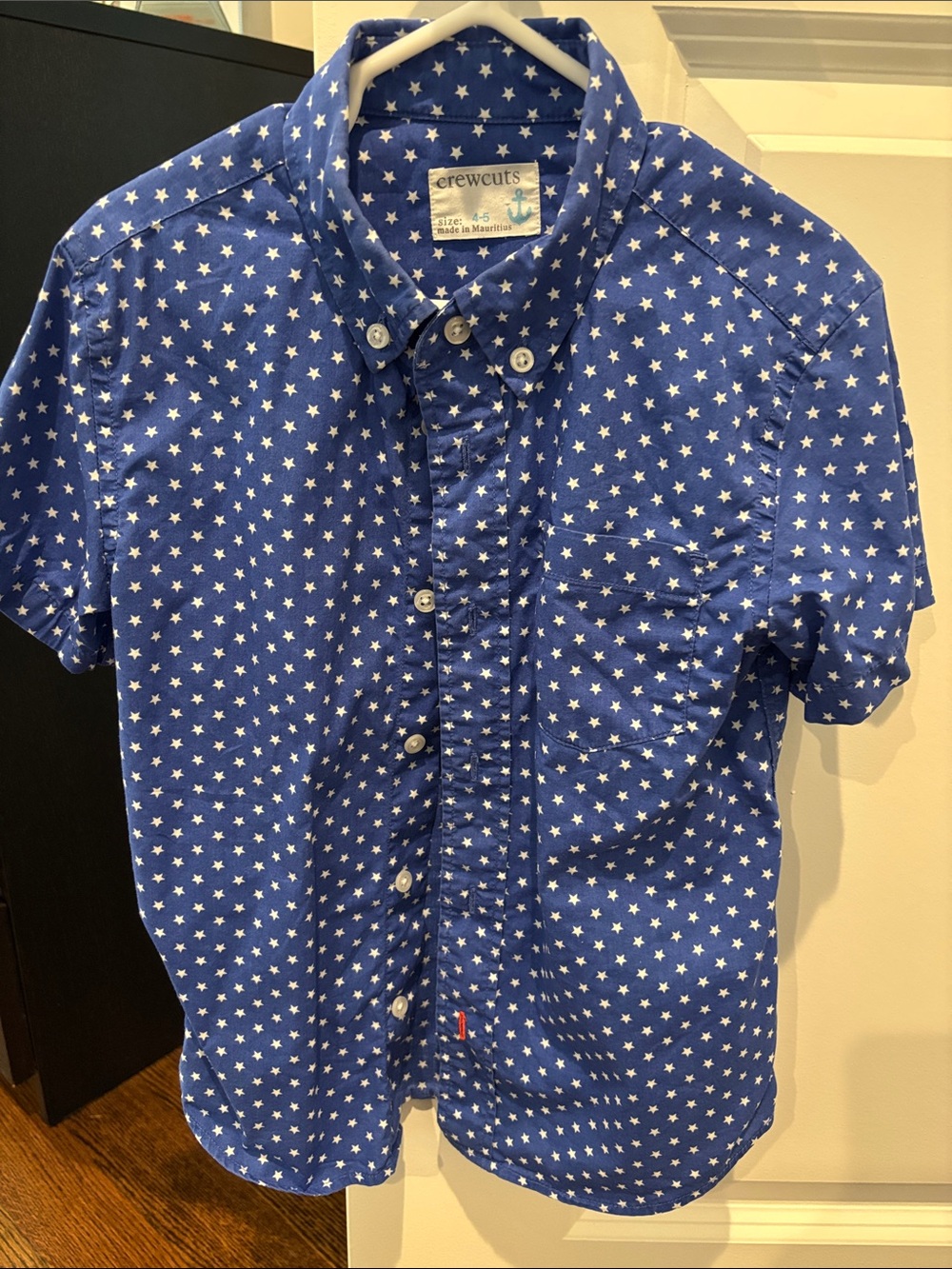 Crewcuts Navy Blue Short-Sleeve Button-Down Shirt with White Stars